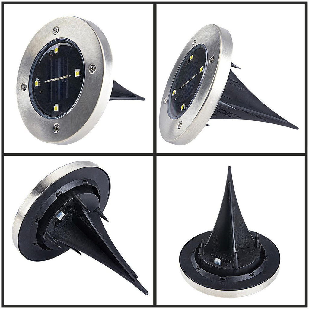 Solar LED In-Ground Disk Lights, 4-Pack W7612