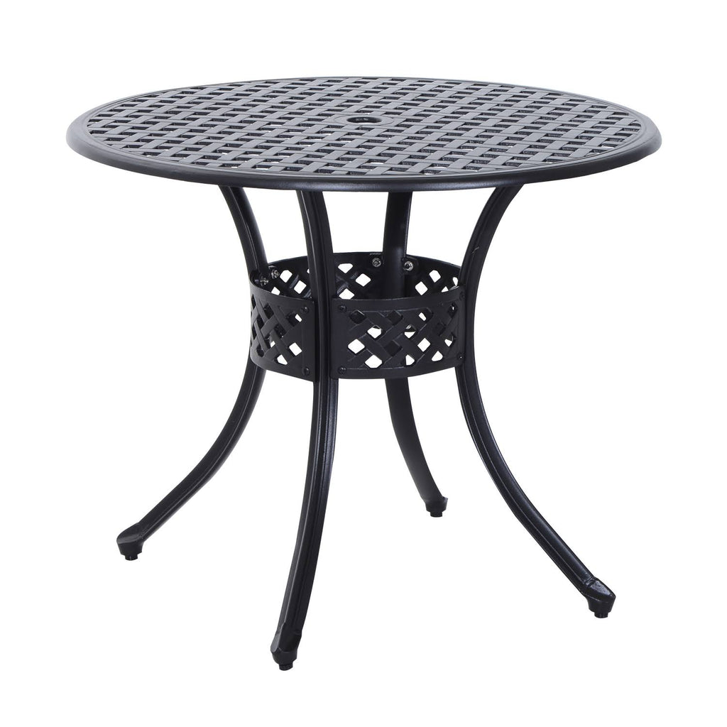 Black Round Cast Aluminum Outdoor Dining Table Z418