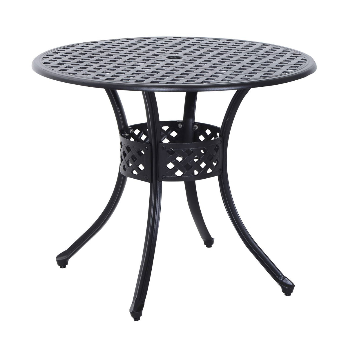 Black Round Cast Aluminum Outdoor Dining Table Z418