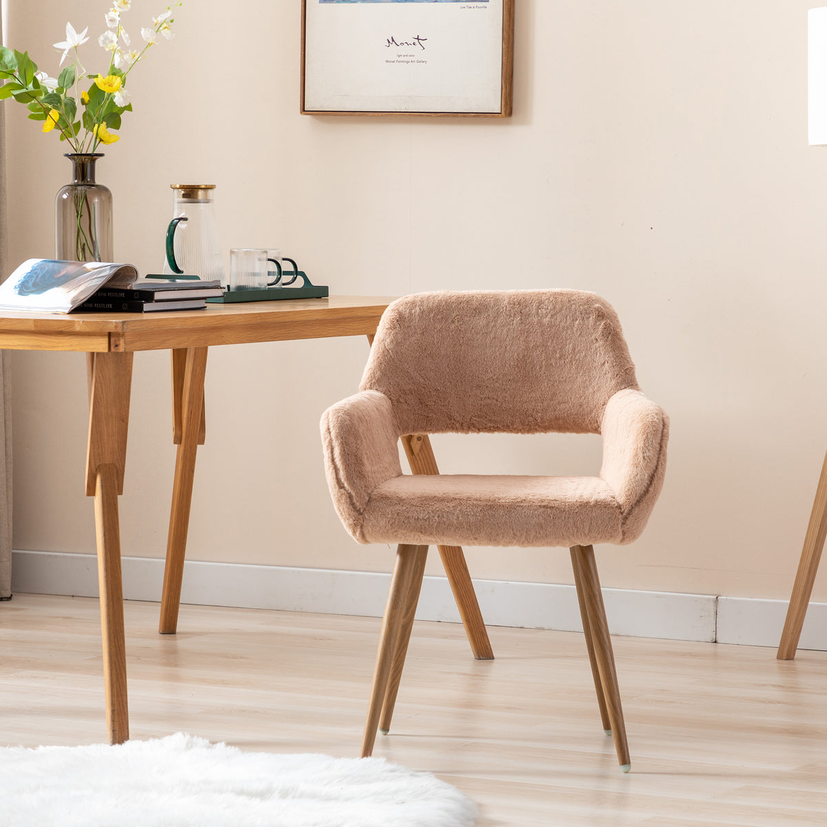 Faux Fur Dining Chairs with Solid Steel Leg A5099