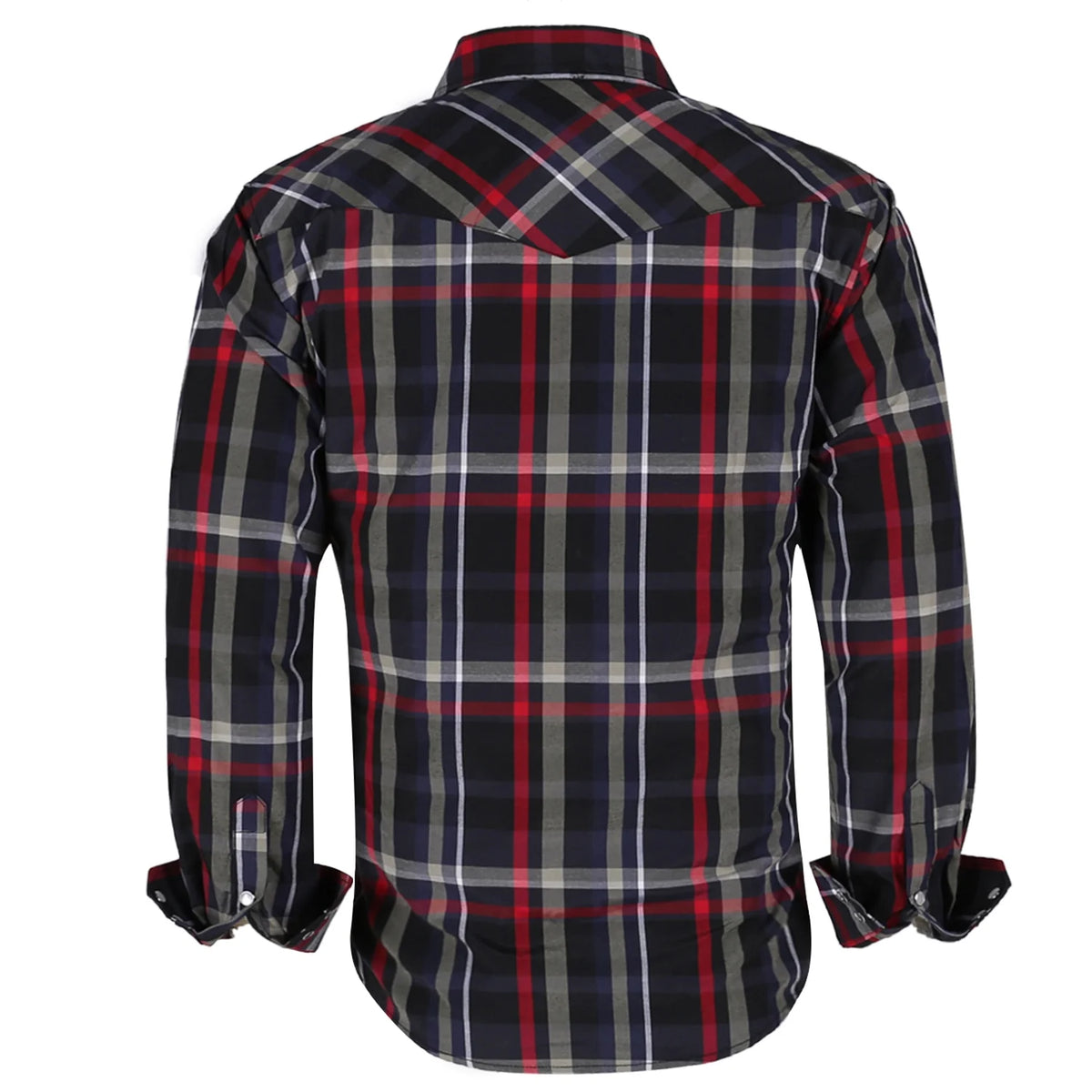 Black Red Plaid Pearl Snap Work Shirts G2494