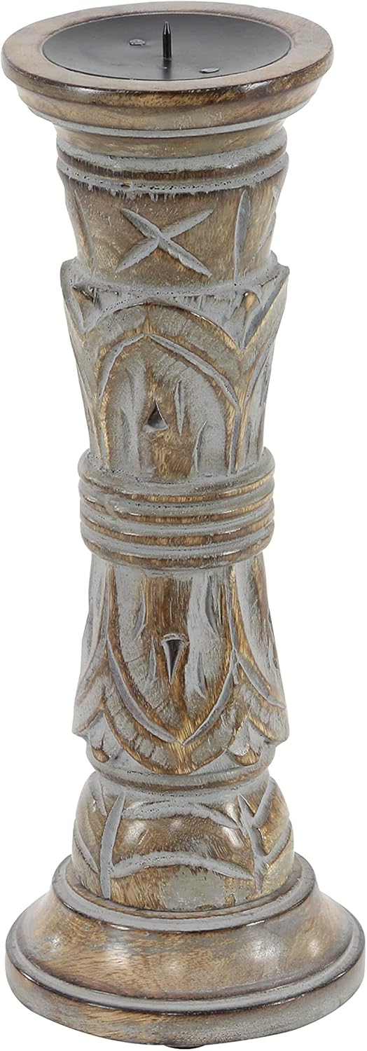 Set of 3 Wooden Candle Holder L39274