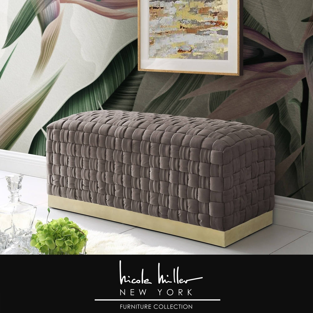 Lilac Gold Velvet Bench with Stainless Steel Base F53804