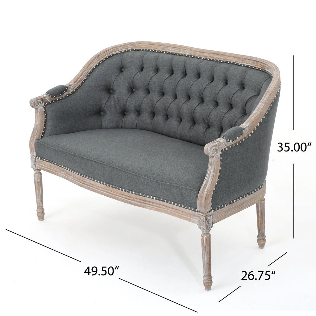 Dark Gray Fabric Loveseat W7626