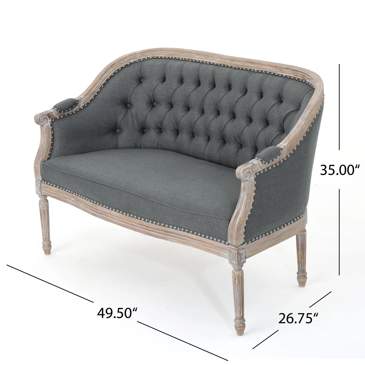 Dark Gray Fabric Loveseat W7626