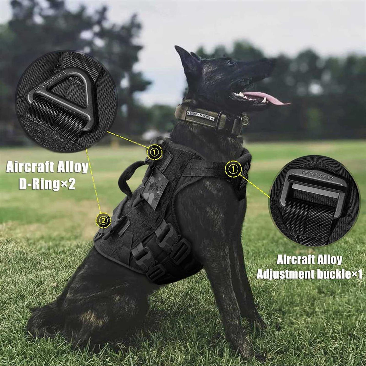Tactical Dog Harness Adjustable Padded MOLLE Vest B701279