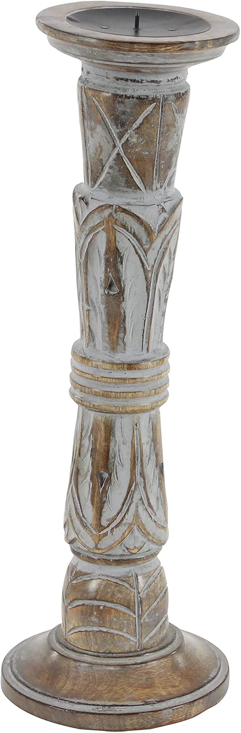 Set of 3 Wooden Candle Holder L39274