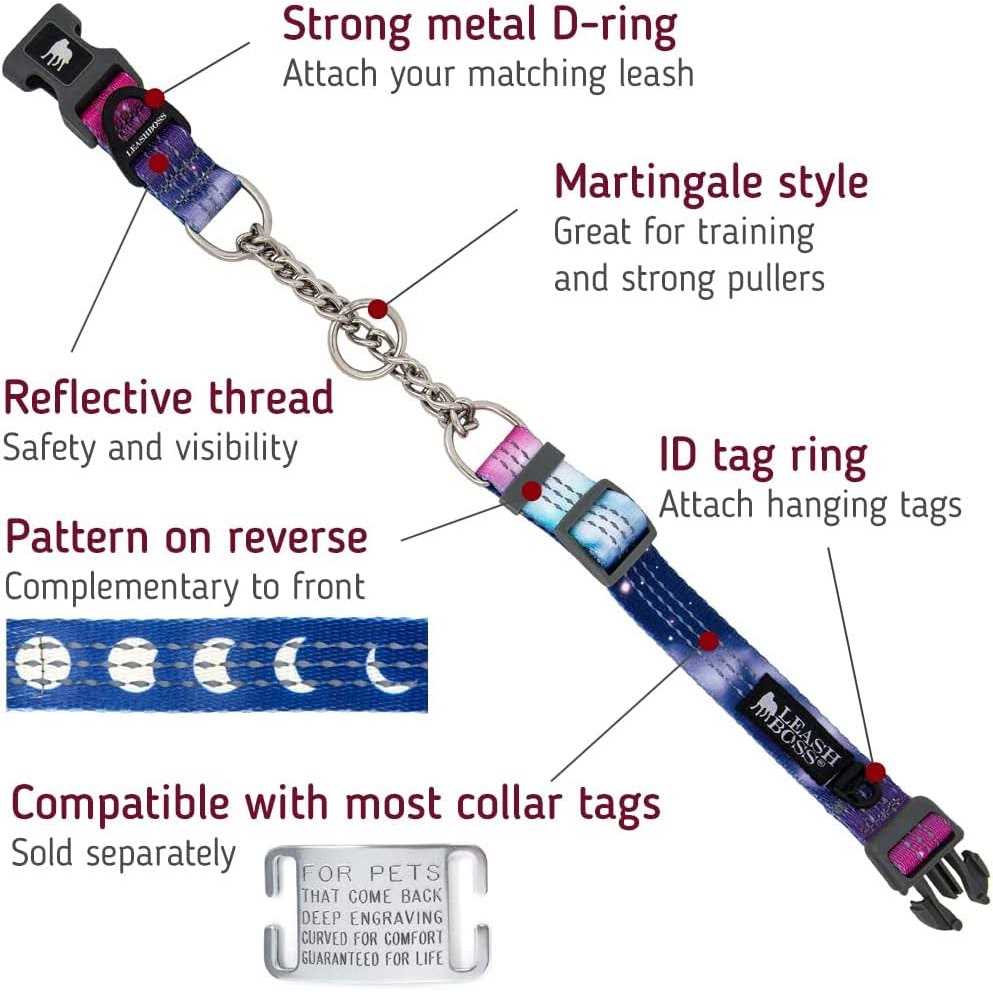 Patterned Reflective Chain Martingale Dog Collar R285