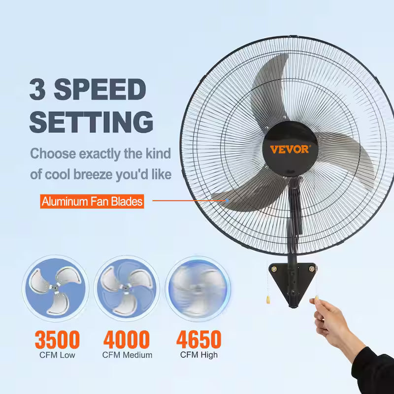 20 in. 3-Speed Oscillating Wall Mount Fan B746845