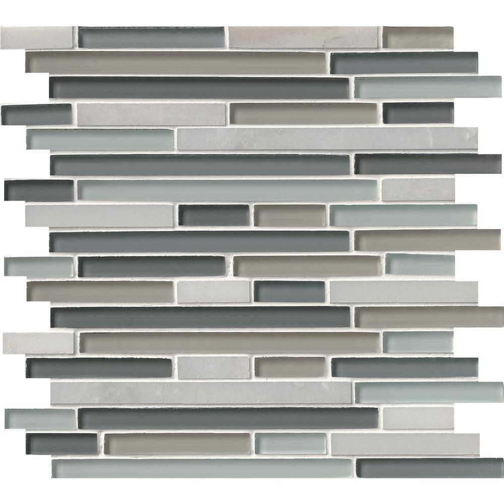 Glass Stone Mesh-Mounted Mosaic Tile, 12 in. x 12 in. x 8mm, 10 Sq. ft. / CASE P4019