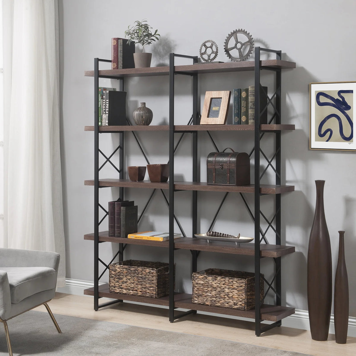 5 Tier Bookshelf with Metal Frame G3314