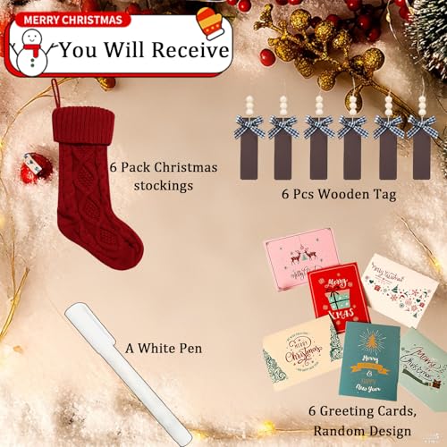 18" Cable Knit Christmas Stockings 6-Pack W8228