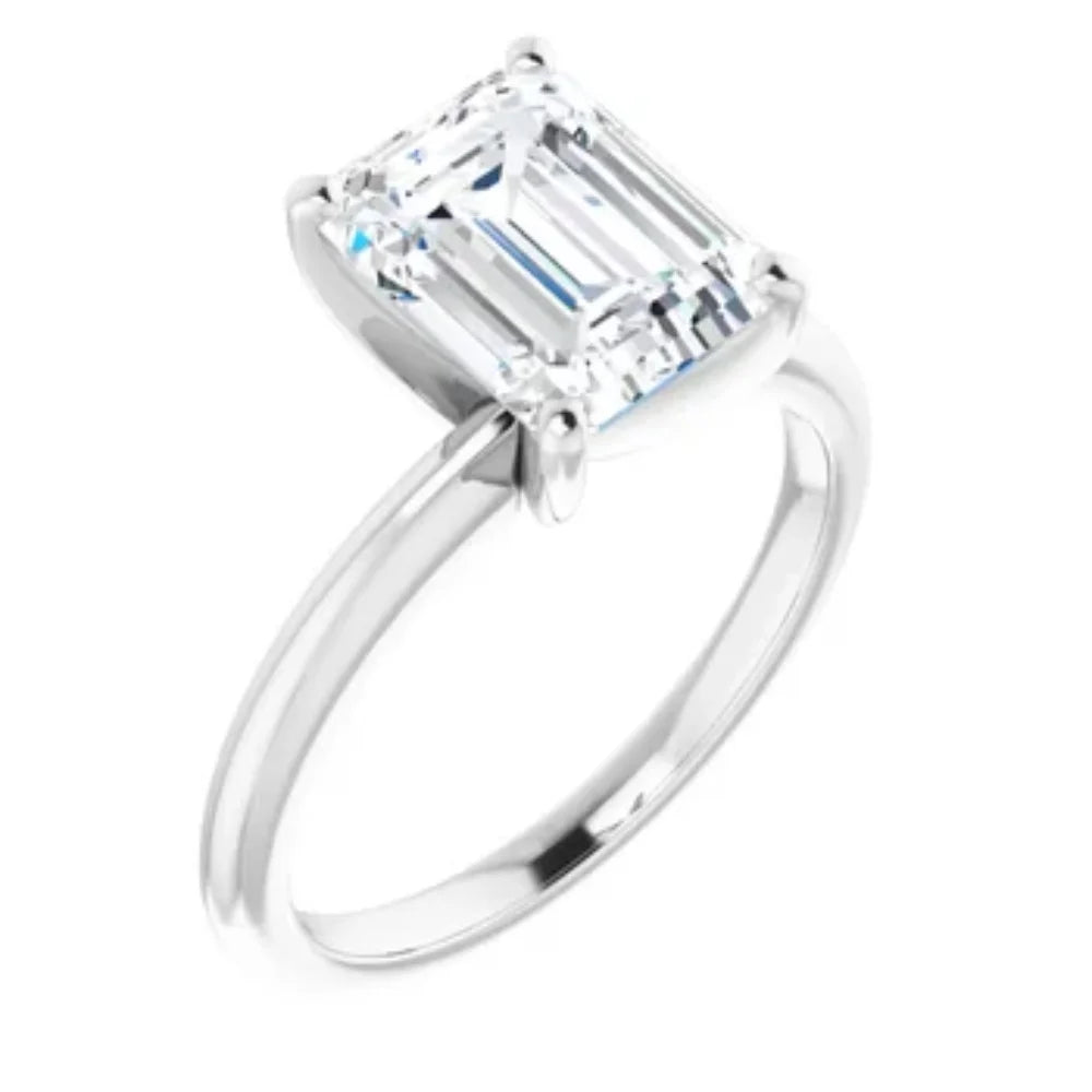 2.97Ct Platinum Lab Grown Emerald Cut Diamond Engagement Ring X25508
