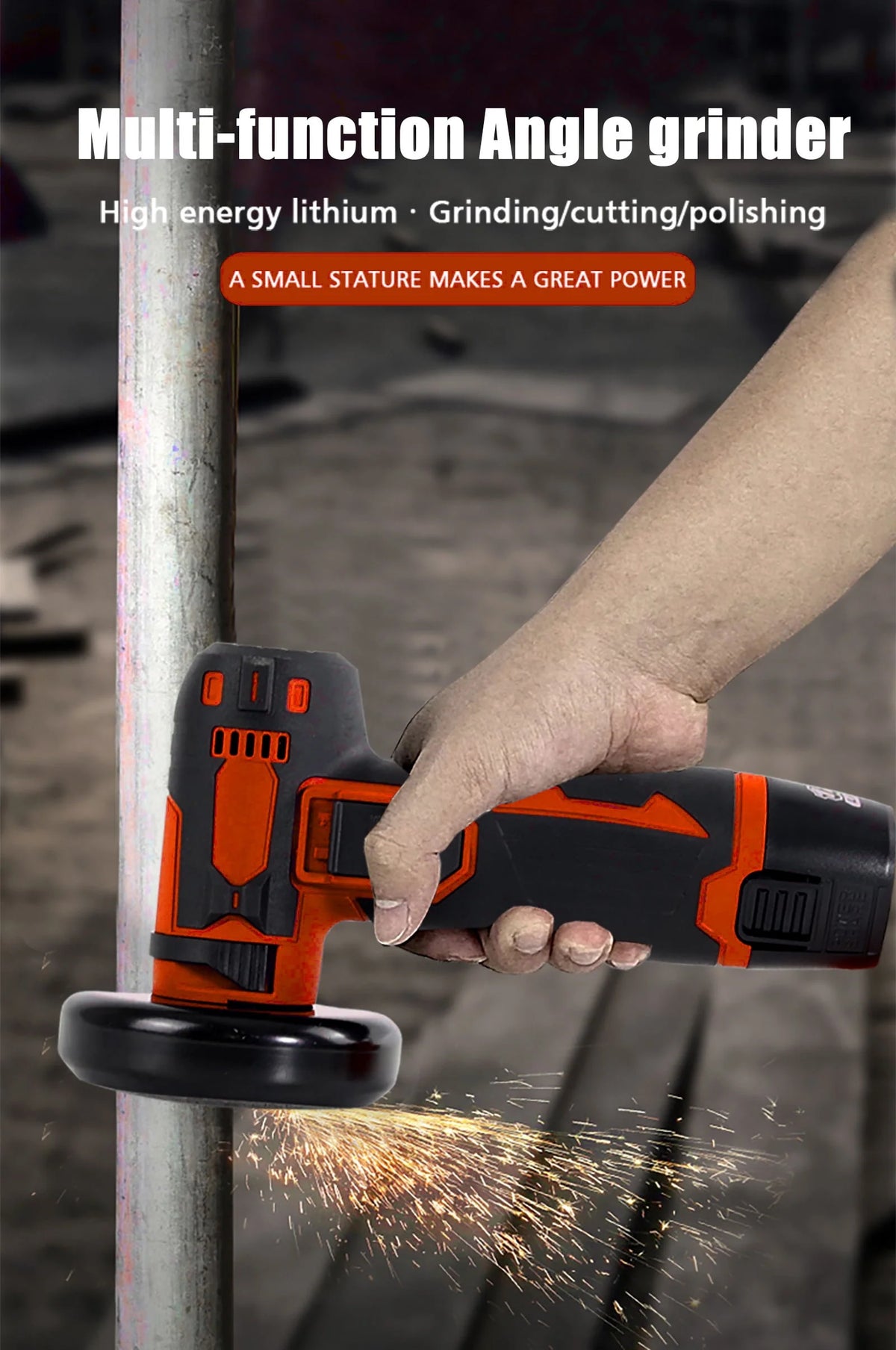 12V Cordless Angle Grinder Kit 3 Inch 19500 rpm with 2 1300mAh Lithium-Ion Battery W697