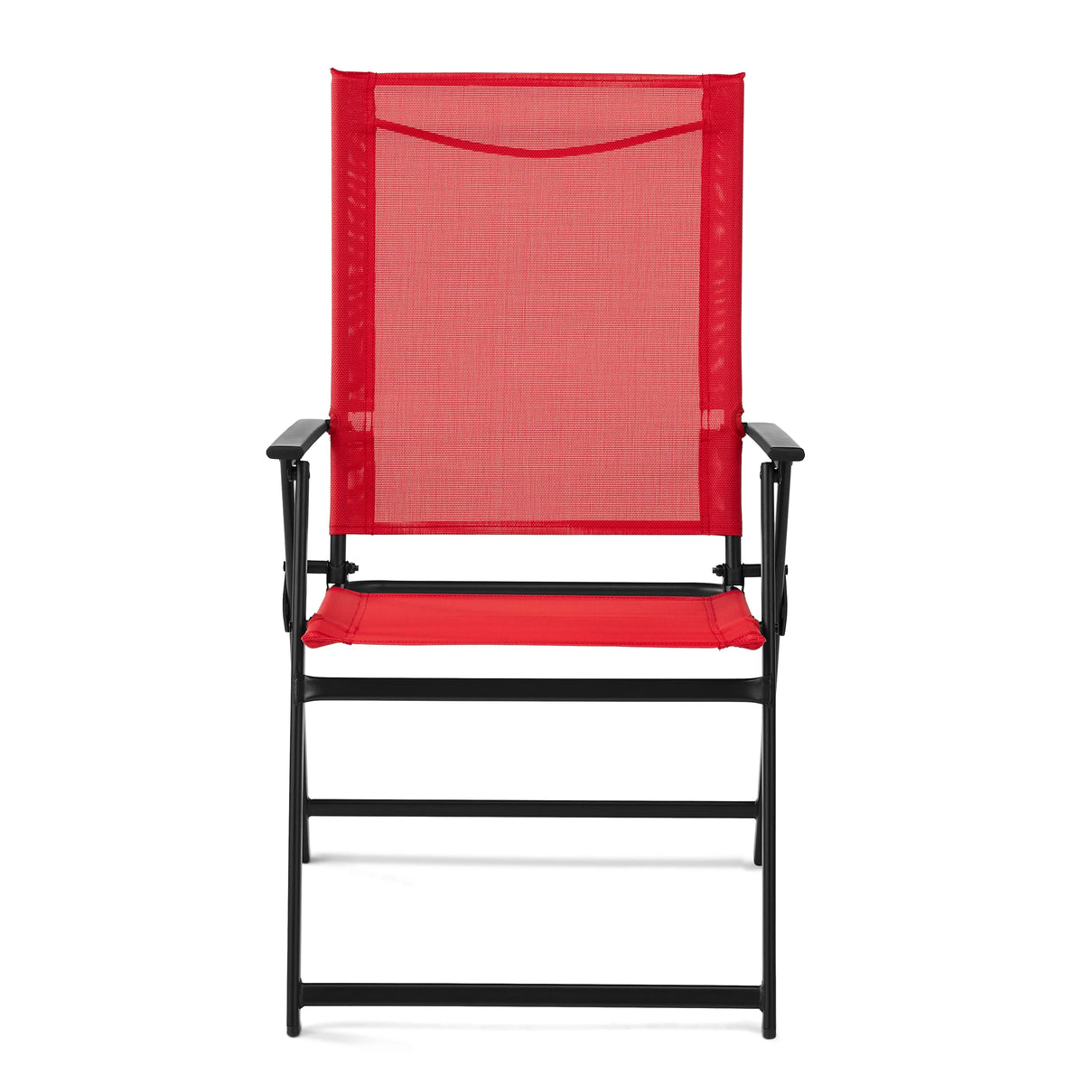 Black Steel and Sling Folding Outdoor Patio Armchair Set of 2 E530201
