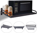 Black Wall Mounted Microwave Oven Bracket Storage Rack Aluminum T60541