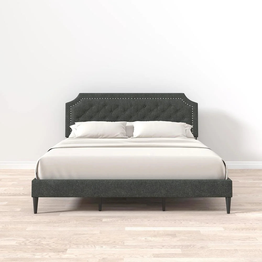 Gray California King Upholstered Platform Bed R103828