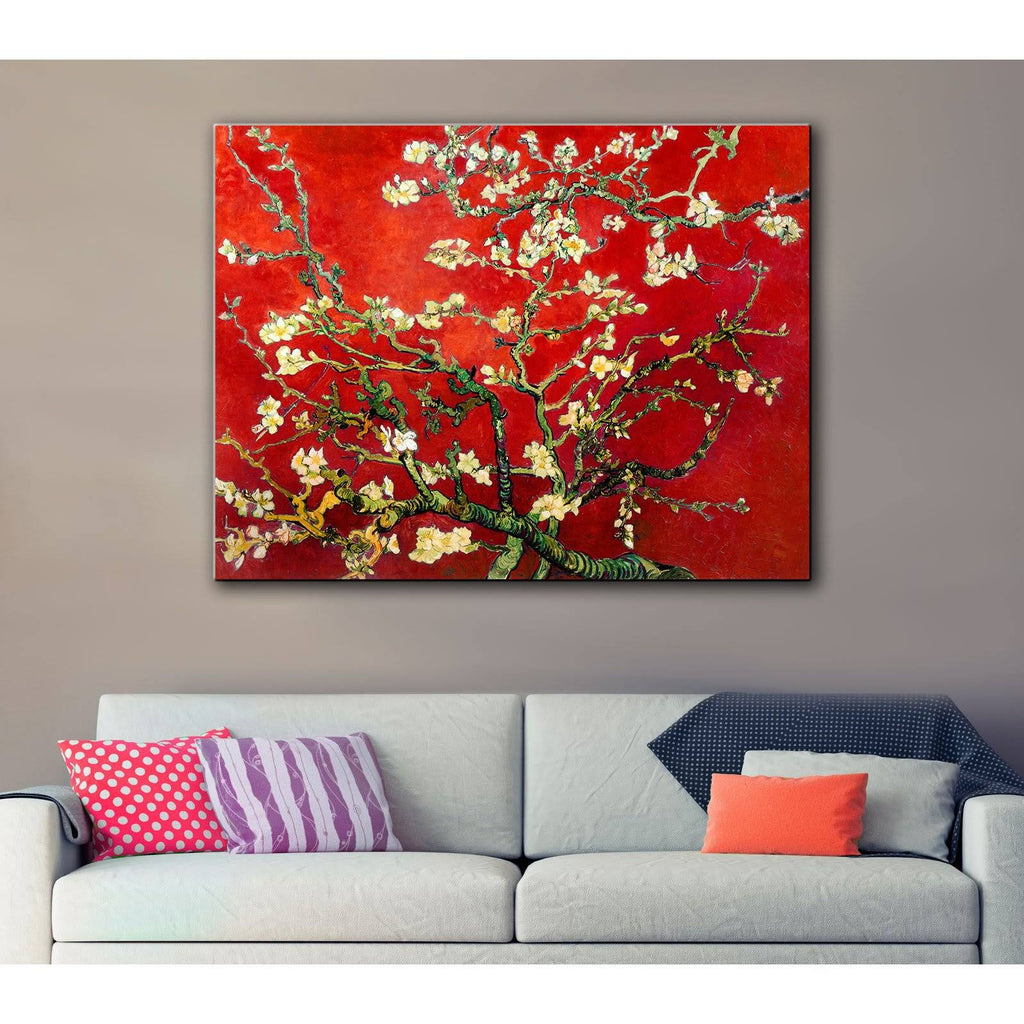 Red Blossoming Almond Tree Canvas 24x32 M92256