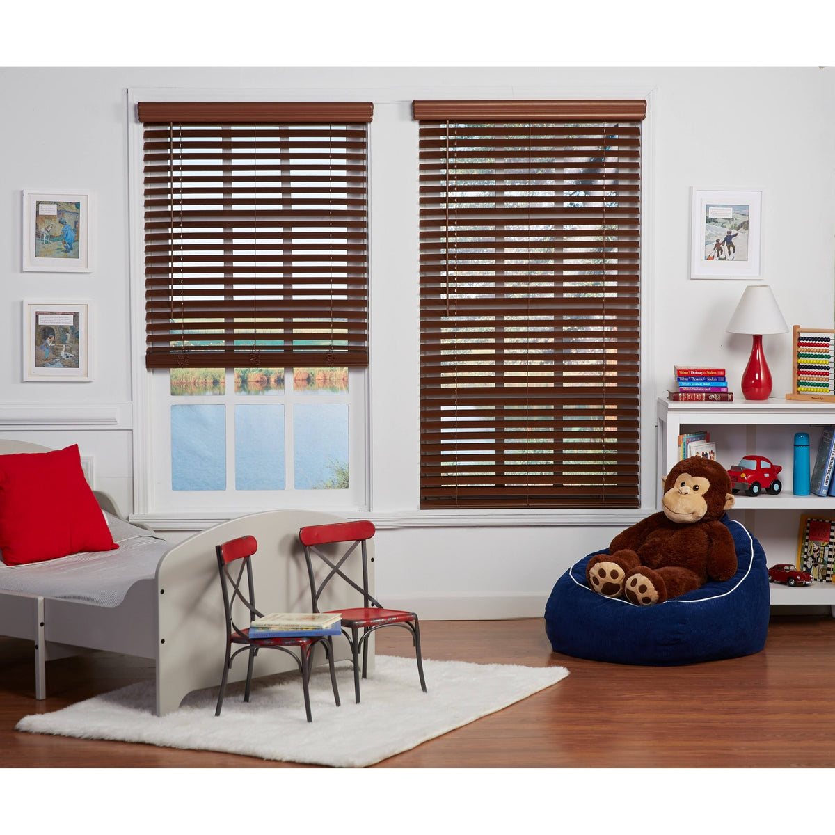 Dark Oak Cordless Faux Wood Blind G949