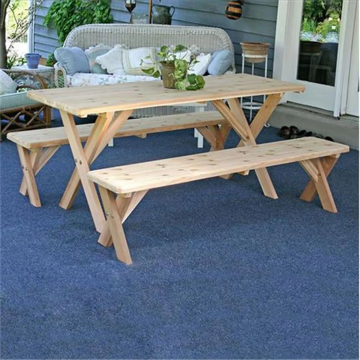 Red Cedar Cross Legged Picnic Table with Detached Benches Z740
