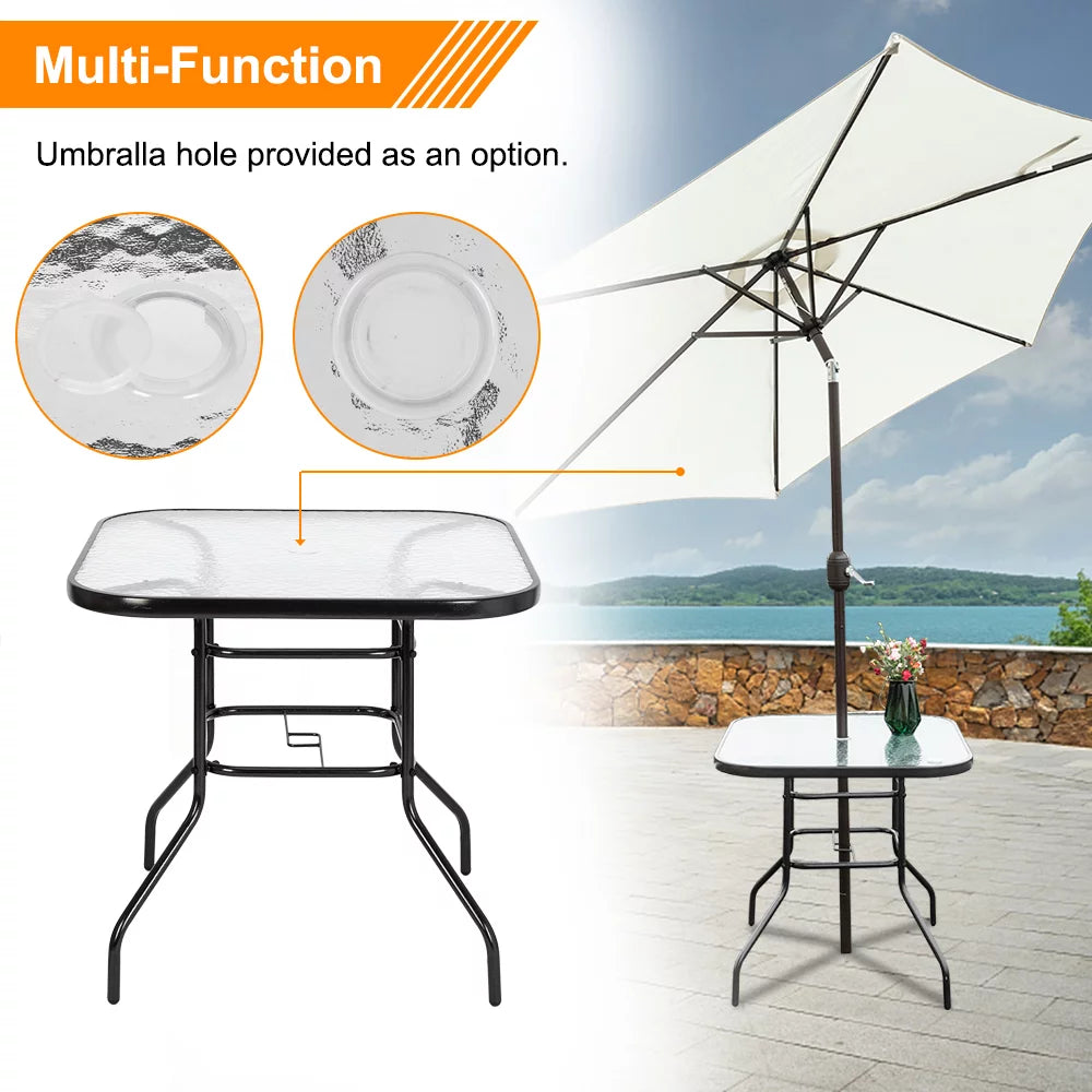 Round Glass Outdoor Dining Table X1794