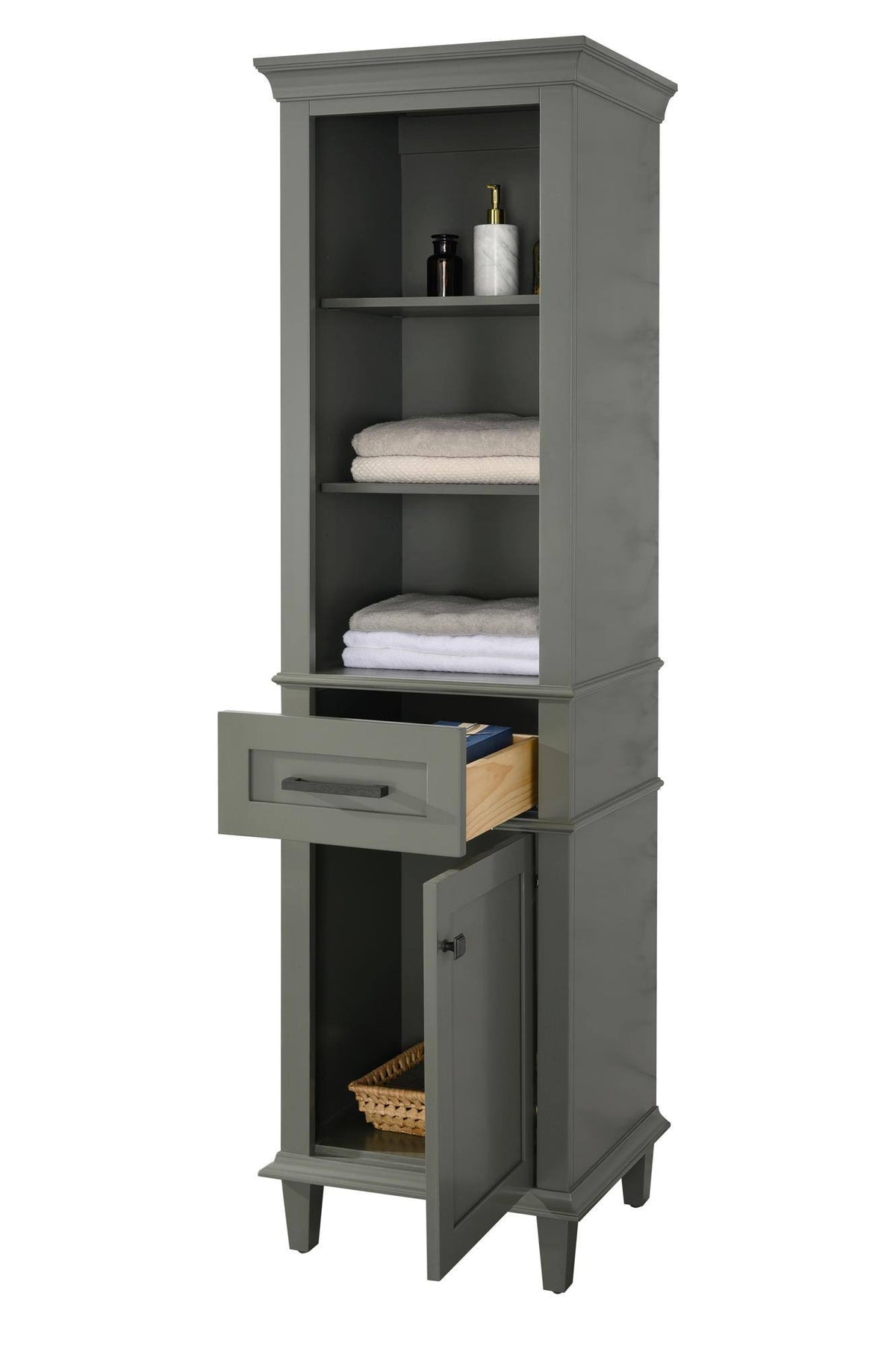 Pewter Green Linen Cabinet C7145