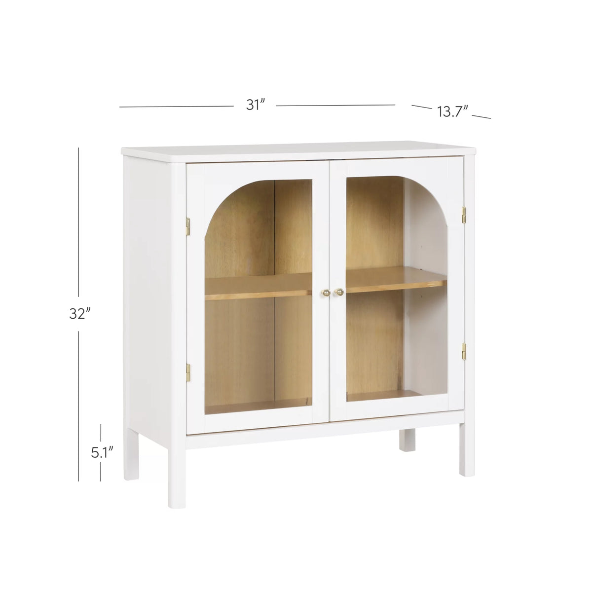White Free Standing Sideboard Buffet with Glass Doors and Adjustable Shelf U88915