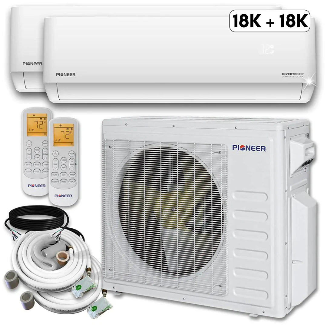 36,000 BTU 2 Zone Ductless Air Conditioner and Heat Pump with 33 ft. Kits D70790