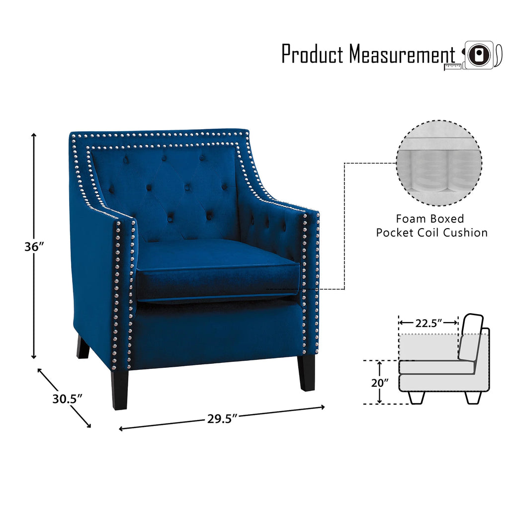 Navy Blue Velvet Upholstered Accent Chair O6916