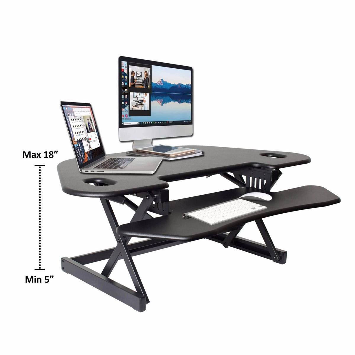 Height Adjustable Corner Desk Riser, Black X870957