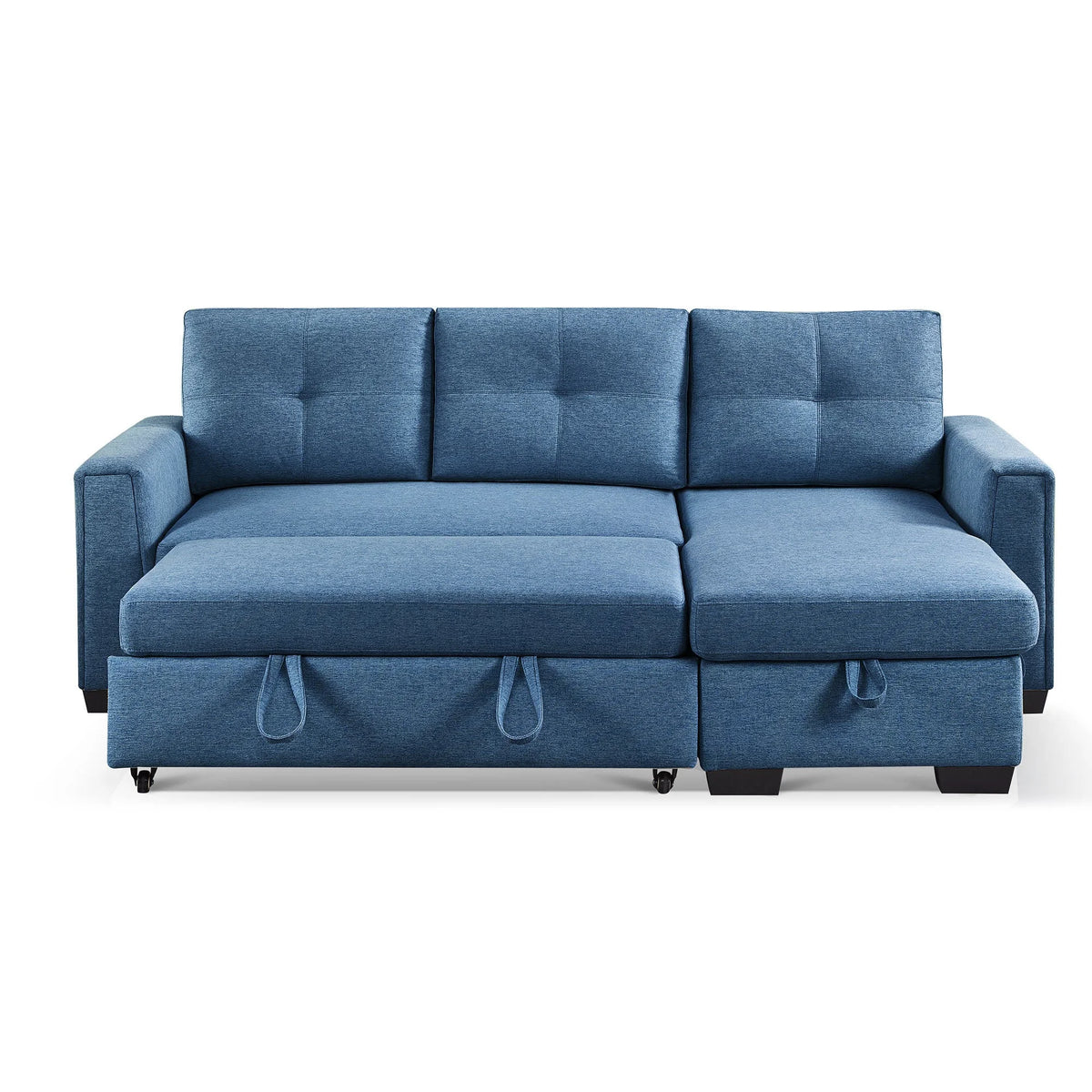Blue L-Shape Pull-Out Sleeper Sectional Sofa G276