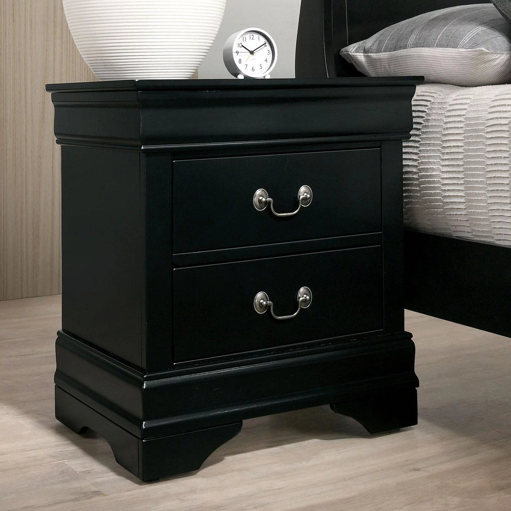 Black Solid Wood 5pcs Bedroom Set W42026