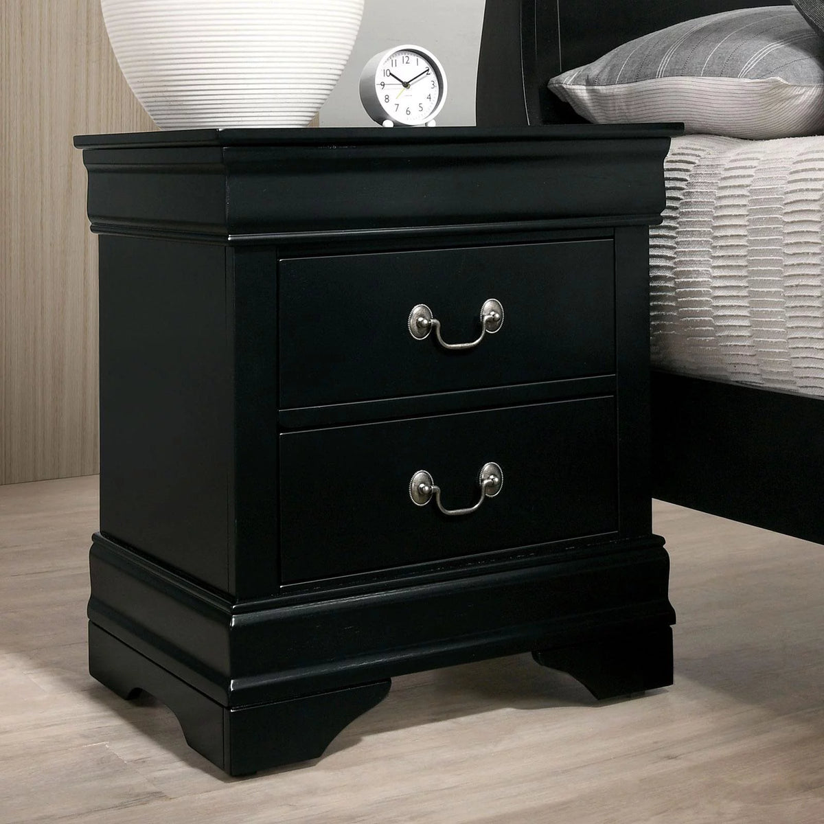 Black Solid Wood 5pcs Bedroom Set W42026