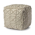 Ivory Wool Square Pouf X377617