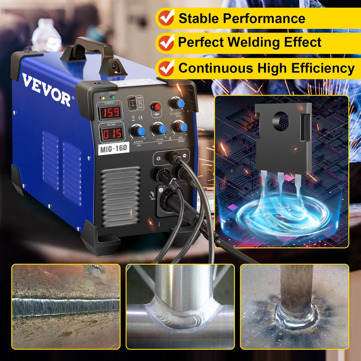 160 Amp 3 in 1 MIG TIG Arc Welder 110V/220V DC Welding Machine K655