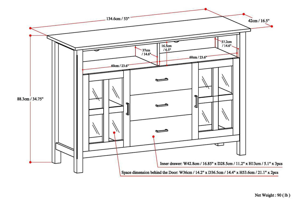 Dark Walnut Brown Tall TV Media Stand A381