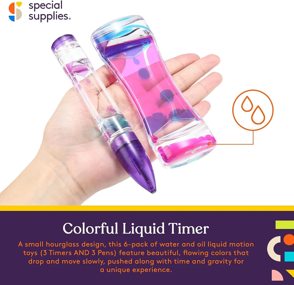 Liquid Motion Bubbler Toy Timer and Pen Combo Set of 6 N1006
