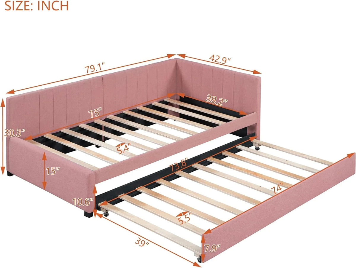 Upholstered Daybed with Wood Slats Q5902