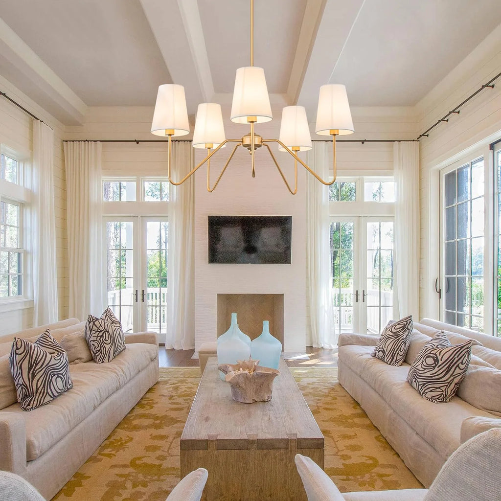 4-Light Kitchen Island Linear Pendant Light with Linen Shades Z520