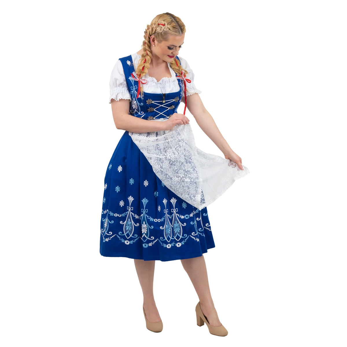 Blue Cotton 3 Piece Dirndl Dress A101406