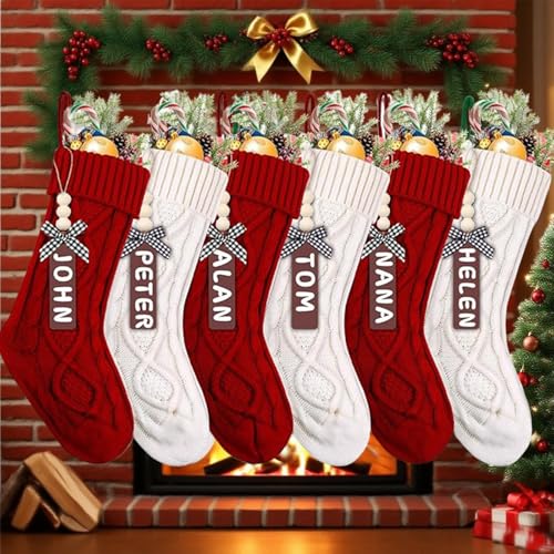 18" Cable Knit Christmas Stockings 6-Pack W8228