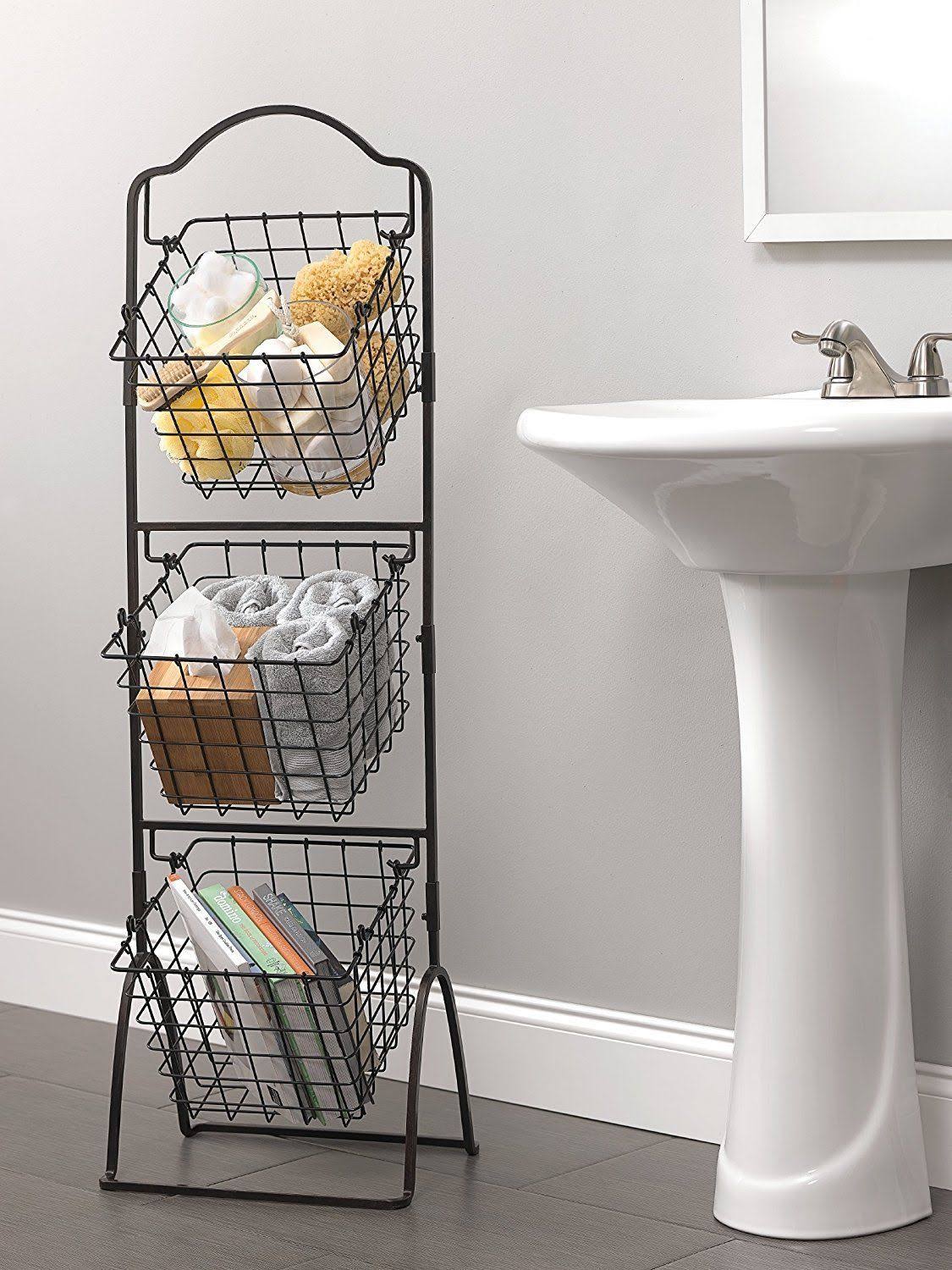 3-Tier Metal Market Basket Antique Black R533012