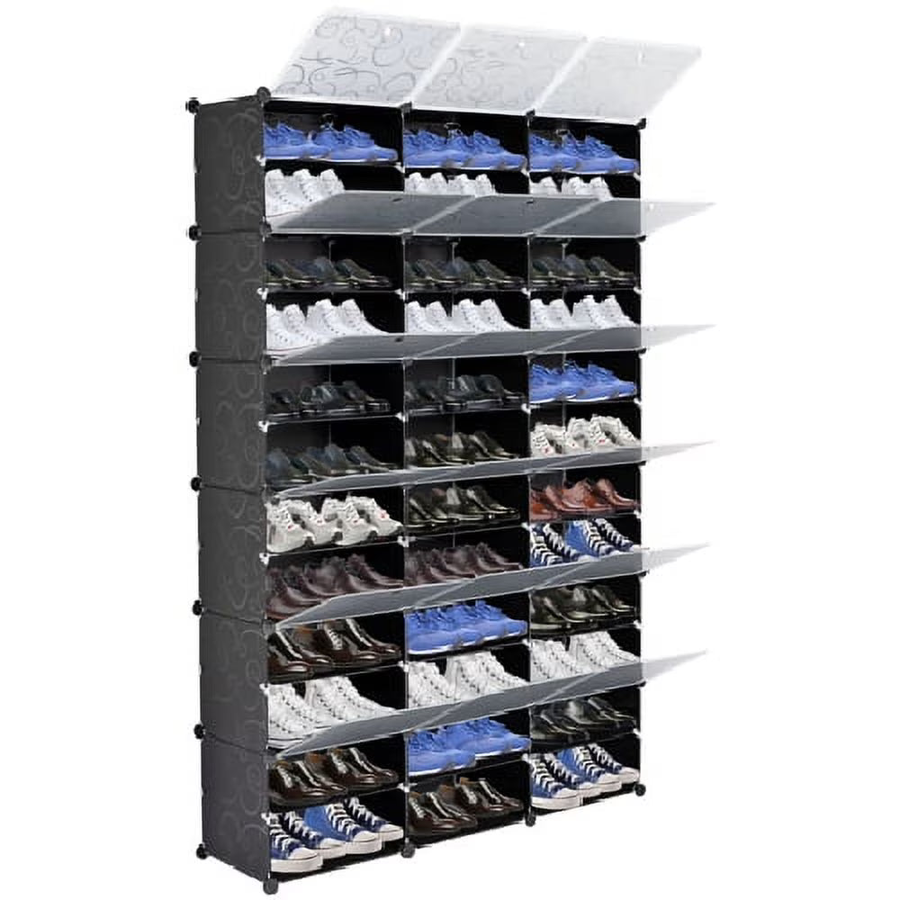 Black 8-Tier Shoe Storage Cabinet Organizer Z778159