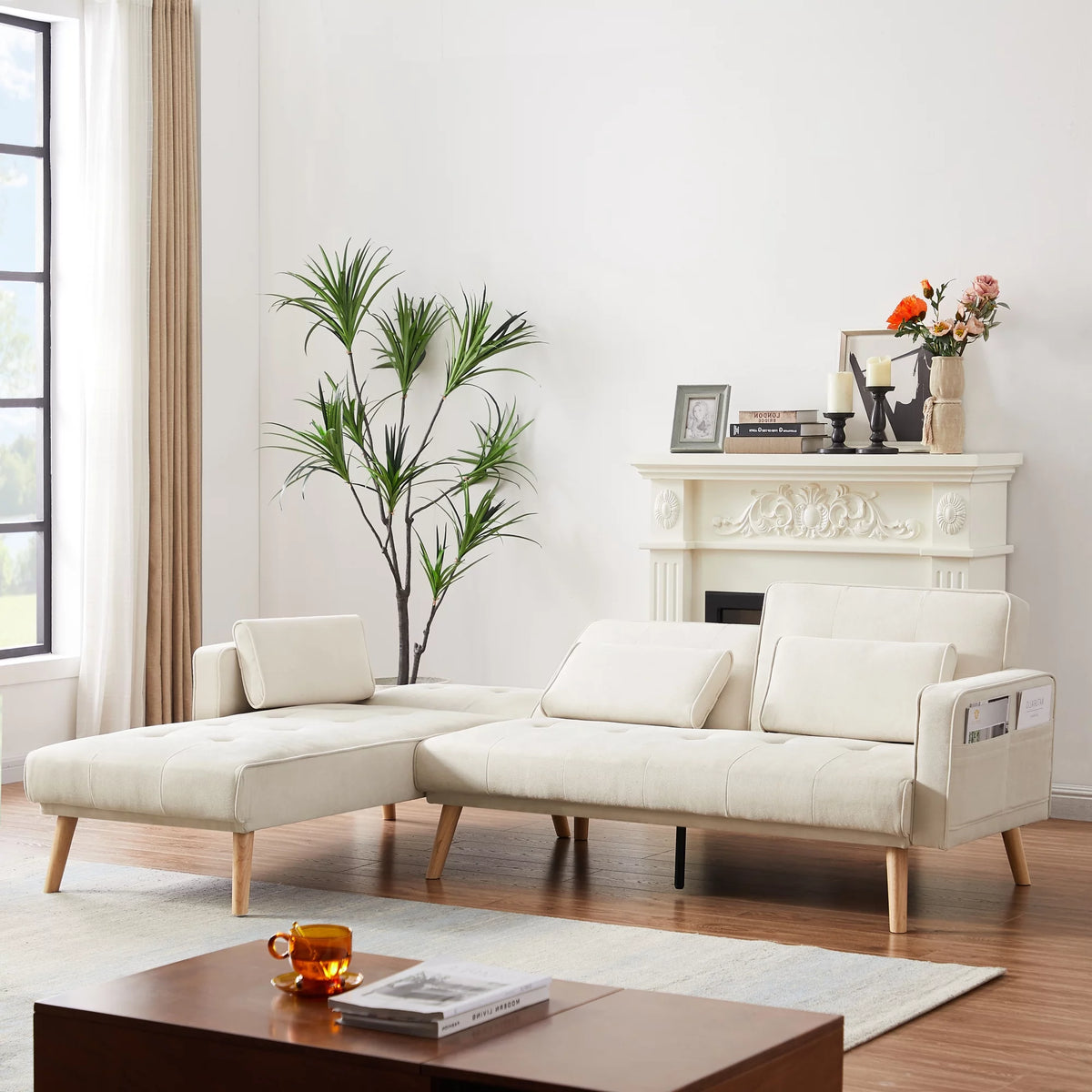 Left Facing L-shaped Convertible Sectional Sofa X901
