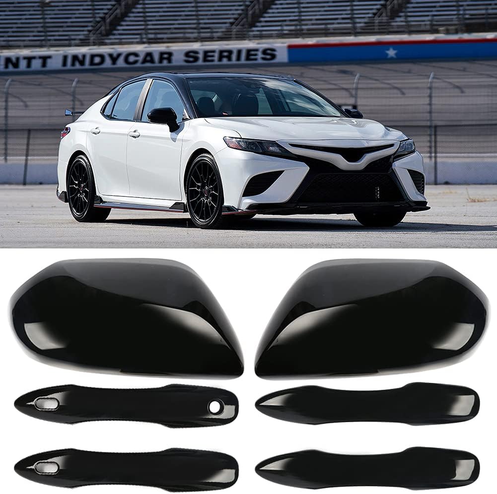 Black Side Door Mirror Caps and Door Handle Covers for Toyota Camry H596355