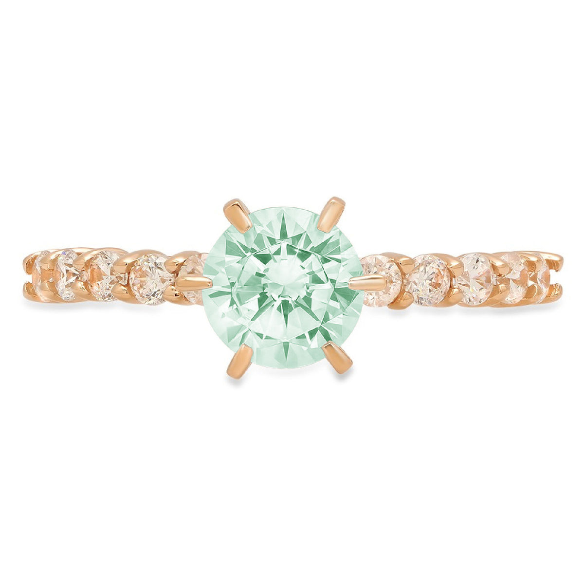 18k Yellow Gold Solitaire Ring with Accents H855