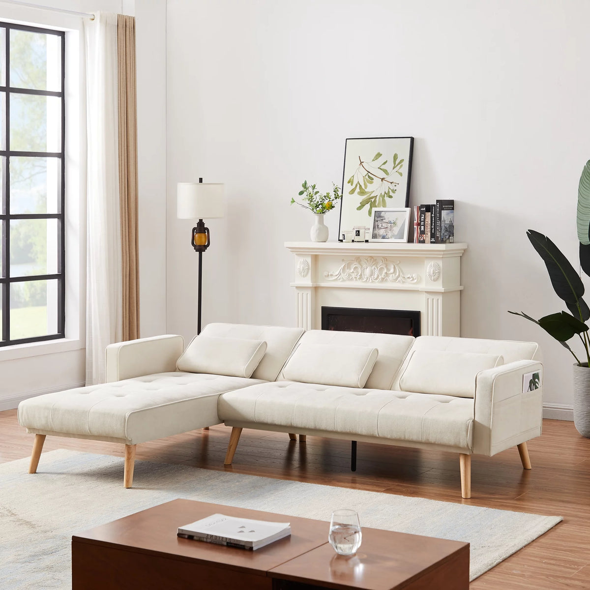 Left Facing L-shaped Convertible Sectional Sofa X901
